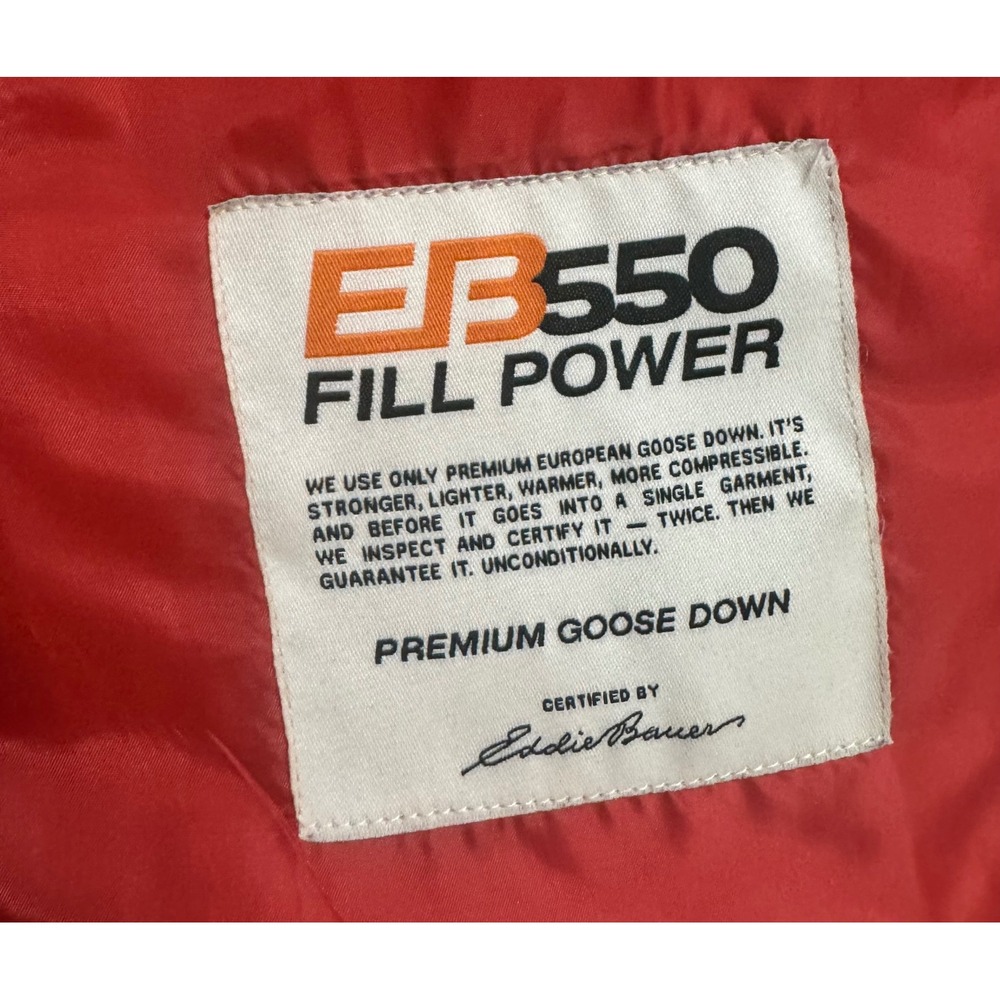Eddie Bauer EB550 Premium Goose Down‎ Vest Gray Red Sherpa Collar Puffer  XL - Picture 7 of 7